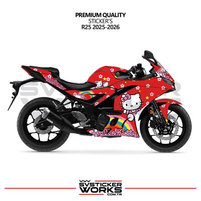 YAMAHA R25 Hello Kitty Kaplama Sticker Motor Kaplama Modeli Hazır Kit 2025 / 2026 Uyumlu