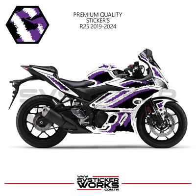 YAMAHA R25 Kaplama Sticker Air Brush Motor Kaplama Modeli Hazır Kit 2019 / 2024 Uyumlu