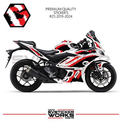 YAMAHA R25 Kaplama Sticker Air Brush Motor Kaplama Modeli Hazır Kit 2019 / 2024 Uyumlu