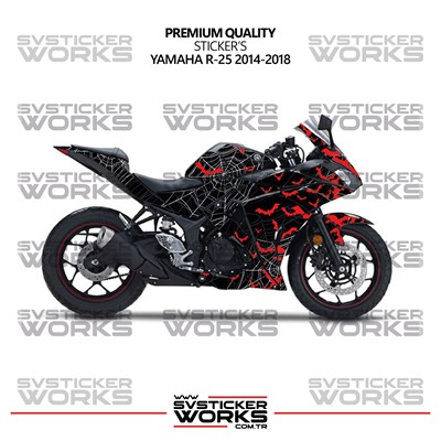Yamaha R25 Kaplama Sticker Crimson Web Design Motor Kaplama Modeli Hazır Kit 2013-2018 Uyumlu 