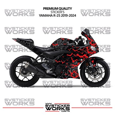Yamaha R25 Kaplama Sticker Crimson Web Design Motor Kaplama Modeli Hazır Kit 2019-2024 Uyumlu 