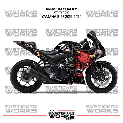 Yamaha R25 Kaplama Sticker Death Design Motor Kaplama Modeli Hazır Kit 2019-2024 Uyumlu 