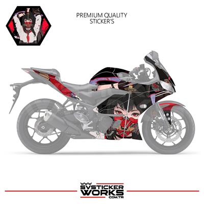 YAMAHA R25 Kaplama Sticker Katana Girl Motor Kaplama Modeli Hazır Kit 2019 / 2023 Uyumlu