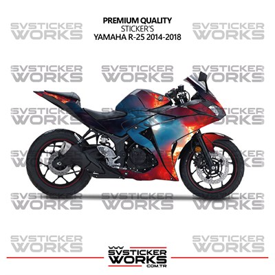 Yamaha R25 Kaplama Sticker Magma Design Motor Kaplama Modeli Hazır Kit 2013-2018 Uyumlu 