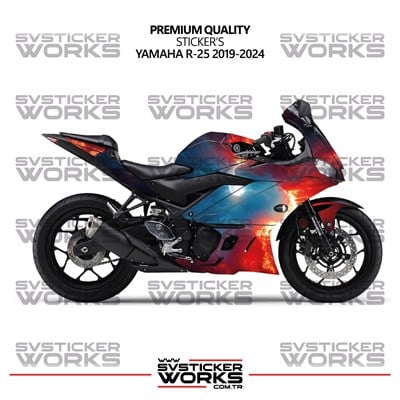 Yamaha R25 Kaplama Sticker Magma Design Motor Kaplama Modeli Hazır Kit 2019-2024 Uyumlu 