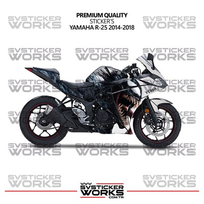 Yamaha R25 Kaplama Sticker Venom Design Motor Kaplama Modeli Hazır Kit 2013-2018 Uyumlu 