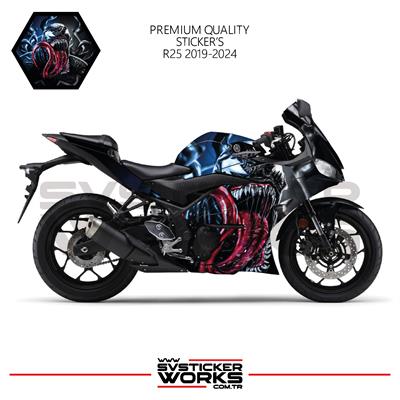 YAMAHA R25 Sticker Kaplama Venom Kaplama Modeli Hazır Kit 2019 / 2024 Uyumlu