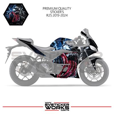 YAMAHA R25 Sticker Kaplama Venom Kaplama Modeli Hazır Kit 2019 / 2024 Uyumlu