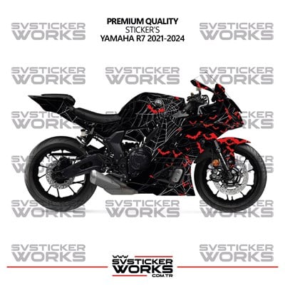 Yamaha R7 Kaplama Sticker Crimson Web Design Motor Kaplama Modeli Hazır Kit 2019-2024 Uyumlu 