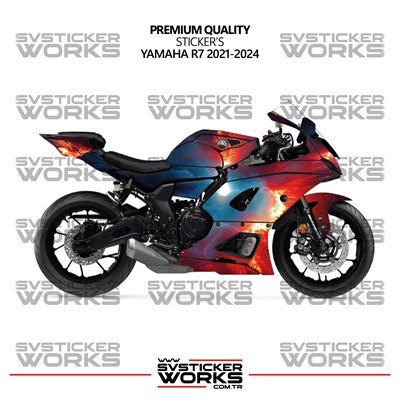 Yamaha R7 Kaplama Sticker Magma Design Motor Kaplama Modeli Hazır Kit 2019-2024 Uyumlu 