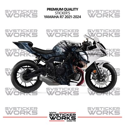 Yamaha R7 Kaplama Sticker Venom Design Motor Kaplama Modeli Hazır Kit 2019-2024 Uyumlu 