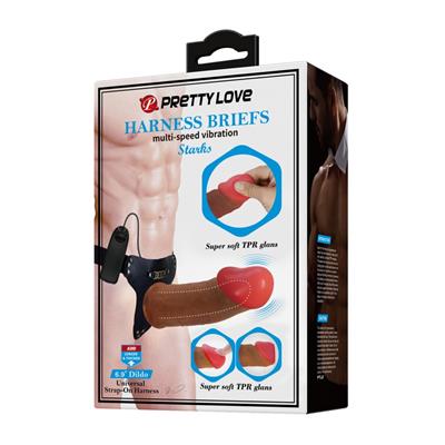 Pretty Love Stark – Belden Bağlamalı Titreşimli Dildo Seti (Kahverengi)