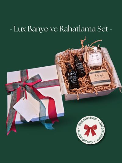  Lux Banyo ve Rahatlama Set - (Gül Yağlı Banyo Tuzu, Tatlı Badem Yağı, Defne Sabunu, Gül Suyu (Hidrosolü)