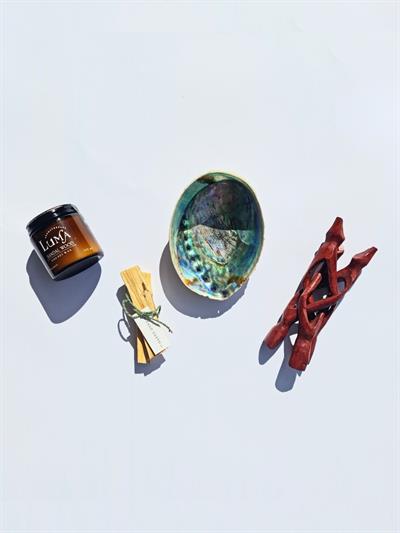  Serenity Ritüel Mini Hediye Set / Palo Santo Tütsü, Abalone Kabuğu, Soya Wax Aromaterepik Mum