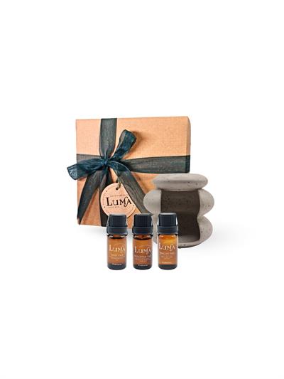 Aromaterapi Buhurdanlık Mini Hediye Set – (Seramik Buhurdanlık, Okaliptus, Adaçayı, Nane Uçucu Yağları -10 ml)