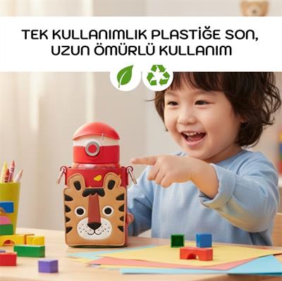 COCOSMILE SEVİMLİ KAPLAN ÇELİK TERMOS 470 ML