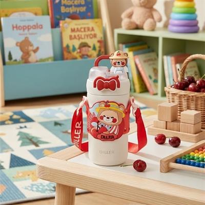 KIRMIZI AYI PASLANMAZ ÇELİK DESENLİ TERMOS 490 ML