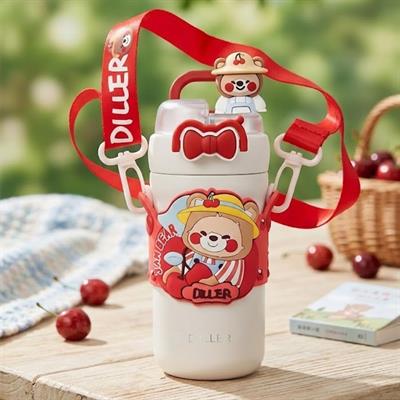 KIRMIZI AYI PASLANMAZ ÇELİK DESENLİ TERMOS 490 ML