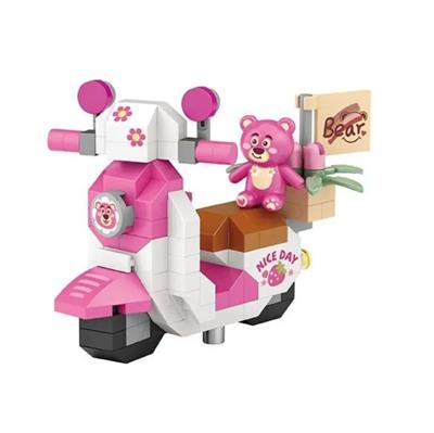LOZ PEMBE AYICIKLI MOTOR 130 PARÇA BLOCK OYUNCAK-MİNİ POŞET
