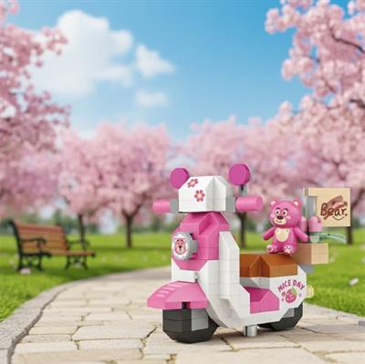 LOZ PEMBE AYICIKLI MOTOR 130 PARÇA BLOCK OYUNCAK-MİNİ POŞET