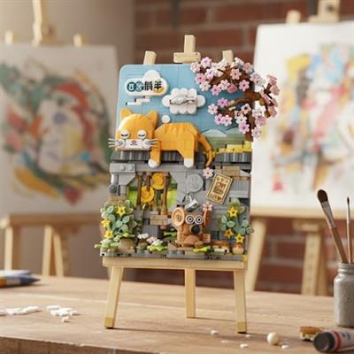 LOZ YATAN KEDİ AHŞAP BOYAMA 787 PARÇA  BLOCK OYUNCAK