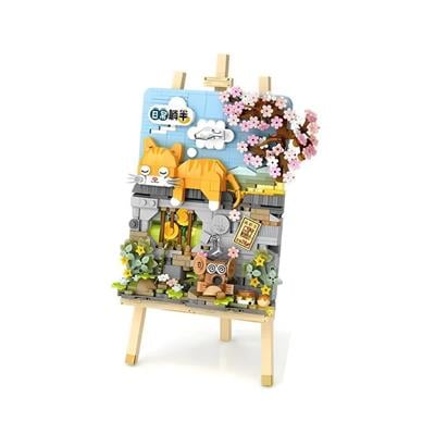 LOZ YATAN KEDİ AHŞAP BOYAMA 787 PARÇA  BLOCK OYUNCAK