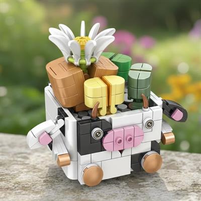 PANLOS Hayvan Saksıları Buket Setleri - İnek 341 PARÇA   BLOCK OYUNCAK