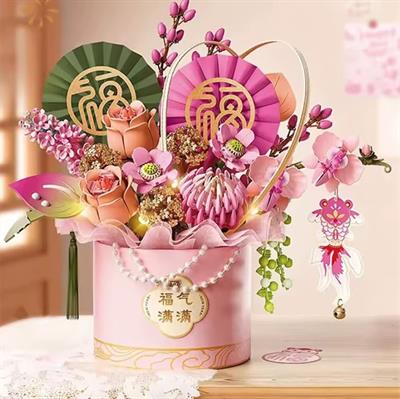 PEMBE EBEDİ ÇİÇEK SANAT KOVASI 1158 PARÇA BLOCK OYUNCAK