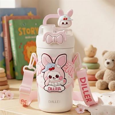 PEMBE TAVŞAN PASLANMAZ ÇELİK DESENLİ TERMOS 490 ML