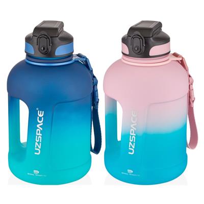 UZSPACE 1700 ML ÇİFT RENK PİPETLİ TAŞIMA ASKILI KULPLU SOFT-TOUCH TRİTAN SU MATARASI