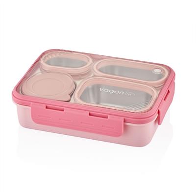 VAGONLİFE 800 ML 4 BÖLMELİ PASLANMAZ ÇELiK LUNCHBOX