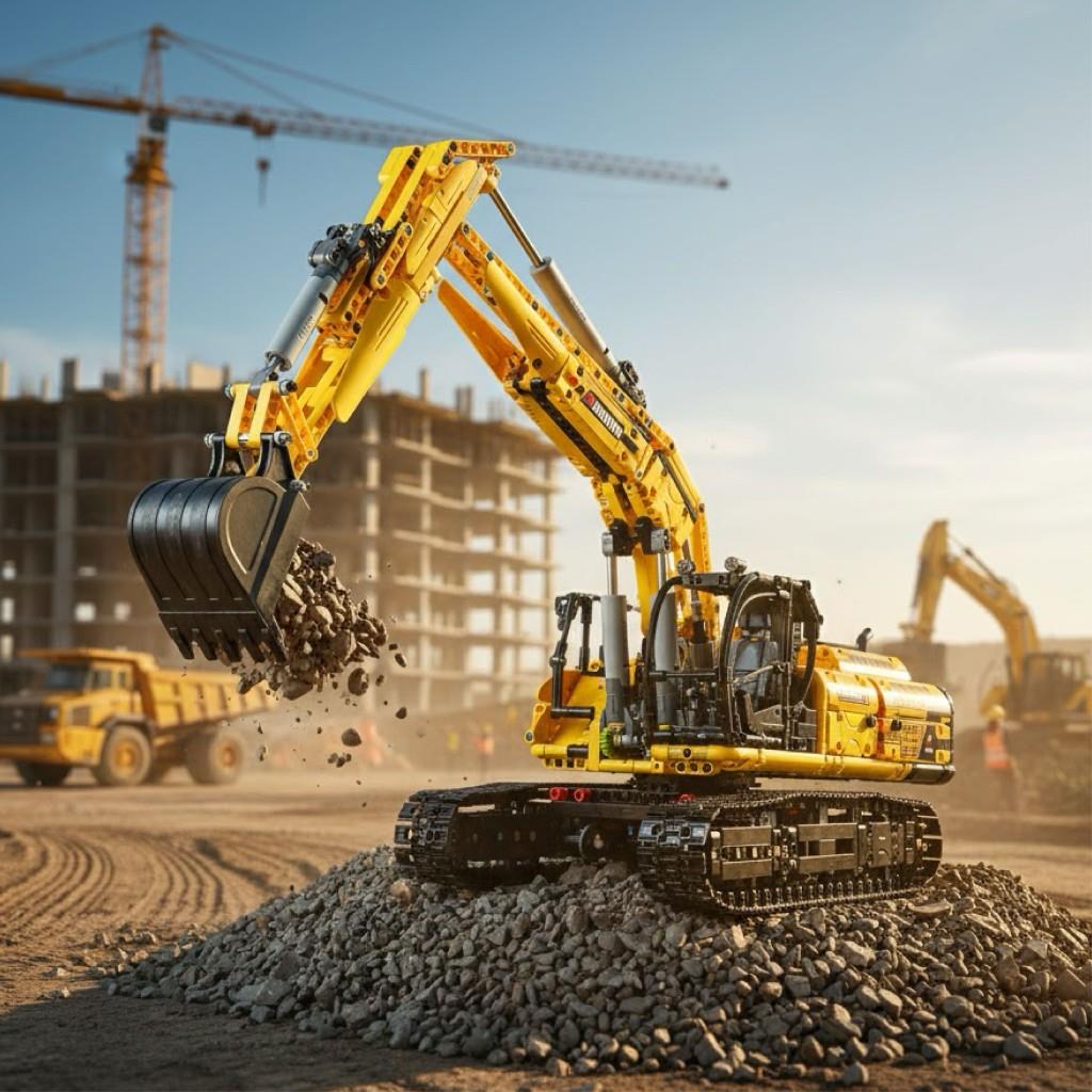 CADA Ekskavatör 1702 Parça Block Oyuncak | Büyük Ölçek İş Makinesi
