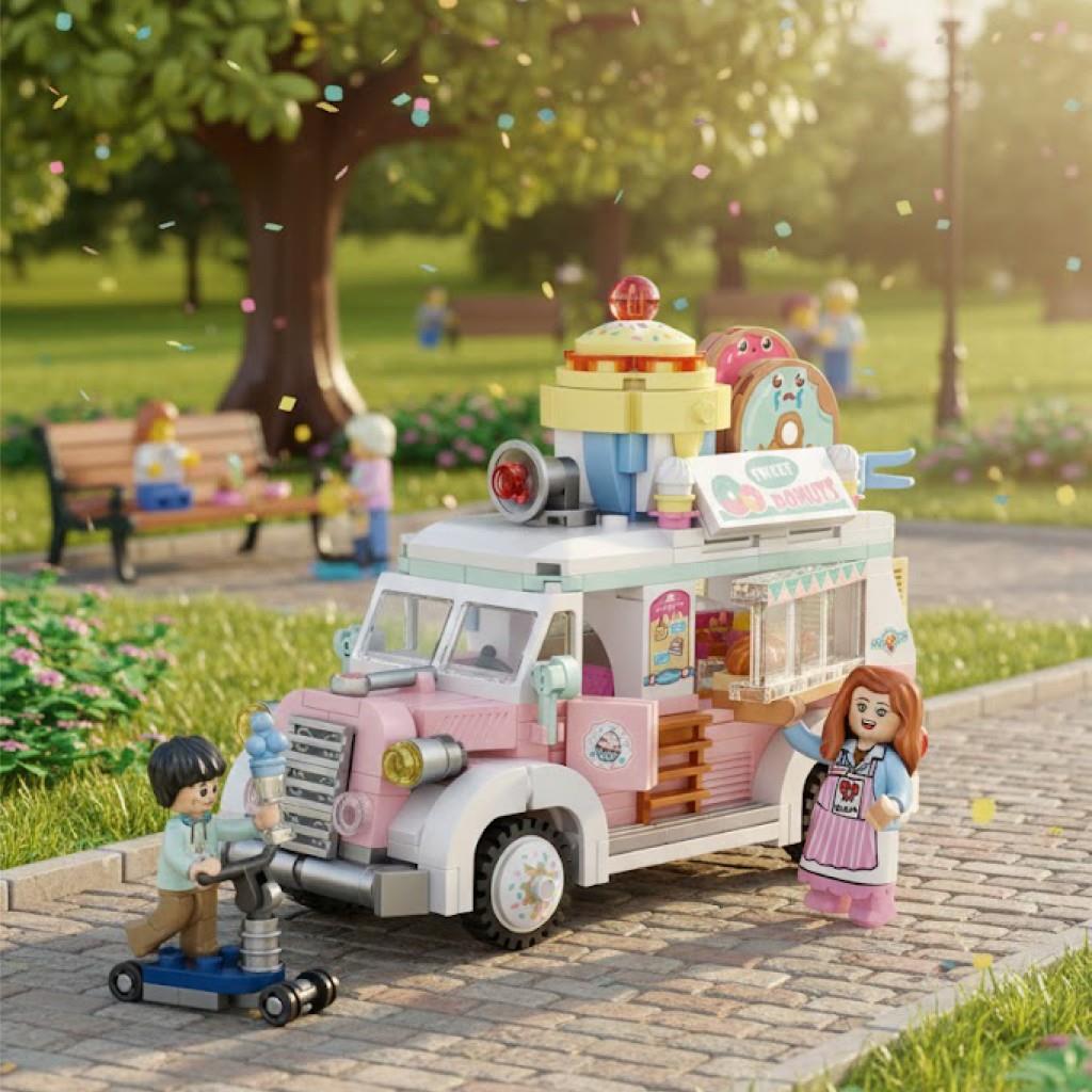 LOZ Çörek Arabası 583 Parça Block Oyuncak | Dekoratif Mini Yapı Seti