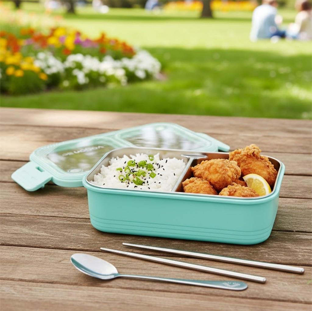 VAGONLİFE Bento Lunch Box 700 ML | Çelik Tepsili Sızdırmaz Yemek