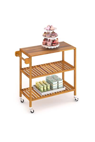 Interbuild Masif Akasya,Holger Mutfak Servis Arabası,799x349x850 Mm