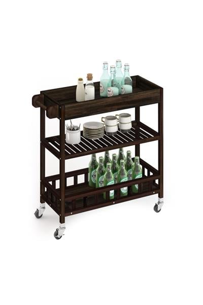 Interbuild Masif Akasya,holger Tepsili Mutfak Servis Arabası,799x349x850 Mm,espresso