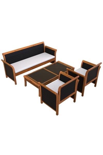 Interbuild Masif&rattan,tongsai Bahçe/veranda Oturma Takım,(kanepe,2 Koltuk,sehpa),minderler Dahil