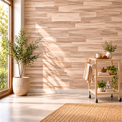 Masif Ahşap Duvar Panelleri Organik Renk 1219X152X10 mm 5'li paket