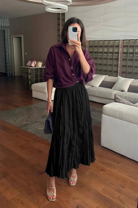 Kadın Trend Pileli Kırışık Crash Etek - Günlük ve Şık Stili | Yazlık Moda