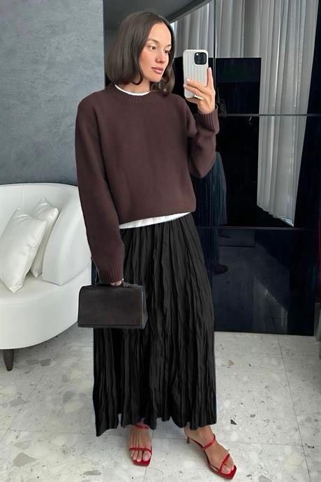 Kadın Trend Pileli Kırışık Crash Etek - Günlük ve Şık Stili | Yazlık Moda