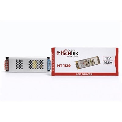 12V 16.5A Metal Ultra Slim Kasa LED Trafosu Adaptör | 200W Güç Kaynağı