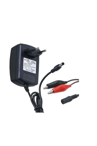 12V 2.5A Akü Şarj Cihazı Jaklı ve Krokodilli | Jel ve Kuru Akü Uyumlu