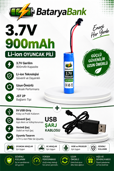 3.7V 900mAh Li-ion Oyuncak Pili USB Şarj Cihazlı 14500 Pil