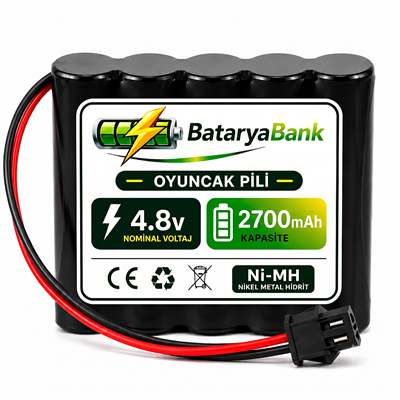4.8V 2700mAh Oyuncak Pili Siyah Soket Ni-MH Şarjlı Batarya