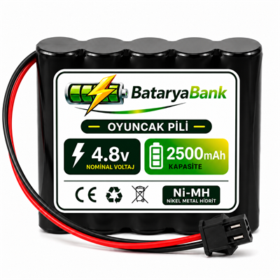 4.8V 2500mAh Oyuncak Pili Siyah Soket | Şarj Edilebilir Ni-MH Batarya