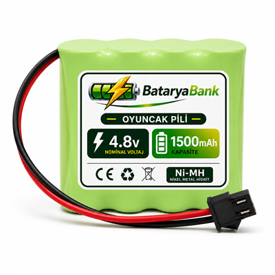 4.8V 1500mAh Oyuncak Araba Pili – Ni-MH Şarjlı Batarya Siyah Soketli Yüksek Performans