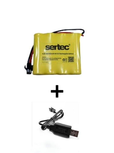 4.8V 800mAh Siyah Soketli Oyuncak Araba Pili + USB Şarj Cihazı Şarjlı RC Pil Seti