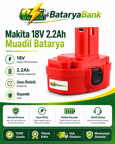 BataryaBank Makita 18V 2.2Ah 2200mAh Ni-Cd Muadil Matkap Bataryası