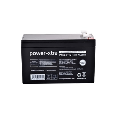 Power-Xtra 12V 9Ah Bakımsız Kuru Akü UPS Alarm Güvenlik Sistemi Oyuncak Araba Aküsü