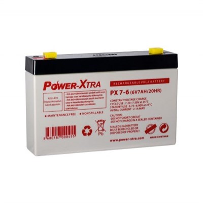 Power-Xtra 6V 7Ah Bakımsız Kuru Akü Oyuncak Araba Tartı Alarm Aküsü